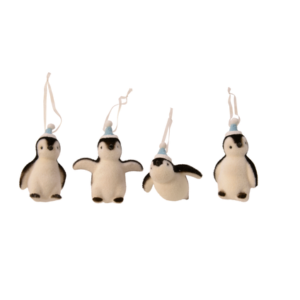 Suspension de Noël Decoris pingouin plastique blanc/noir 9cm 1pièce