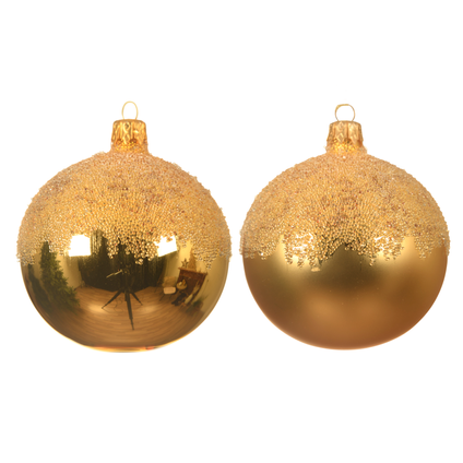 Boule de Noël Decoris verre or mat/brillant 8cm 1pièce