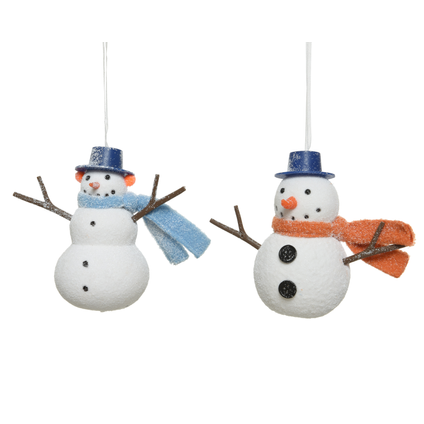 Decoris kersthanger sneeuwman oranje/blauwe sjaal 1 stuk