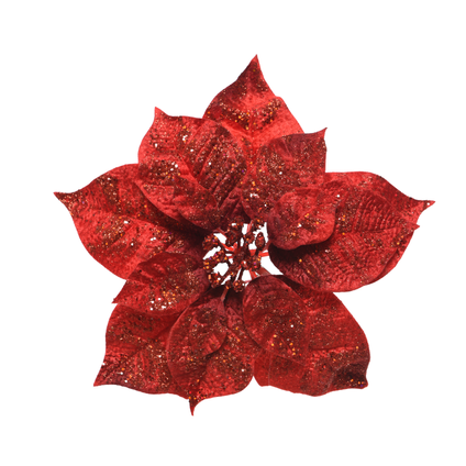 Decoris kerstster op clip glanzend rood 26cm