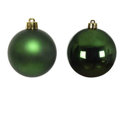 Decoris kerstbal glas groen glanzend/mat Ø4cm 18st