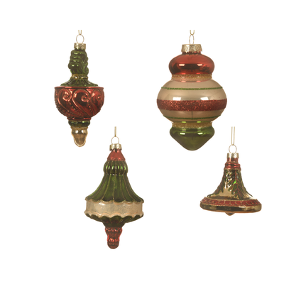 Decoris kersthanger ornament glas rood 7,5cm diversen