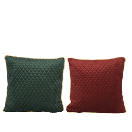 Coussin Decoris velours/polyester rouge/vert 45cm 1pièce