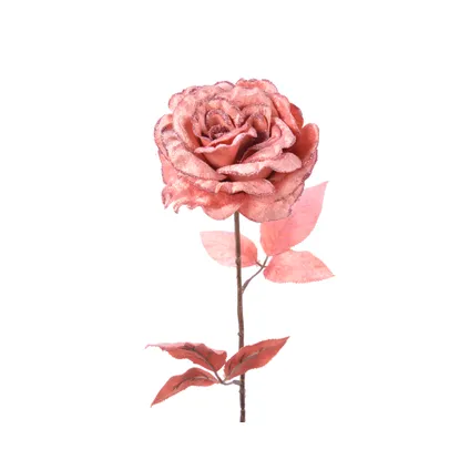 Decoris roos polyester roze 10cm