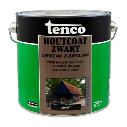 Tenco houtcoat zwat dekkend zijdeglans waterbasis 2,5L