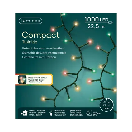Kerstverlichting (Lumineo) Compact Twinkle 1000 LED lampjes meerkleurig 22,5m 3
