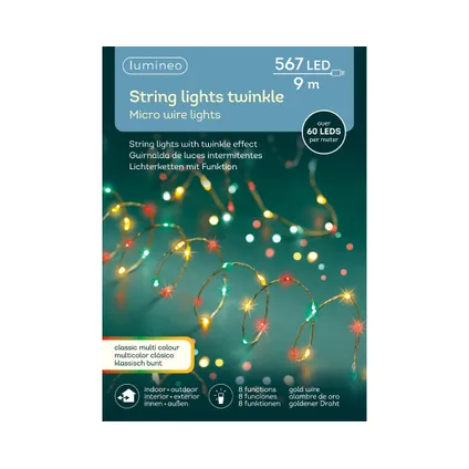 Kerstverlichting (Lumineo) lichtslinger 567 micro LED meerkleurig 9m 3