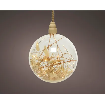 Guirlandes de Noël Lumineo boule micro LED blanc chaud transparente ⌀10cm H80cm