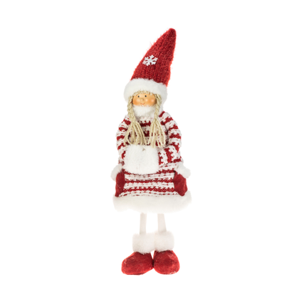 Standing santa girl 58cm with red-white dress and hat