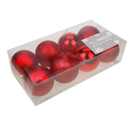 Boules de Noël 6cm mix rouge 8pcs