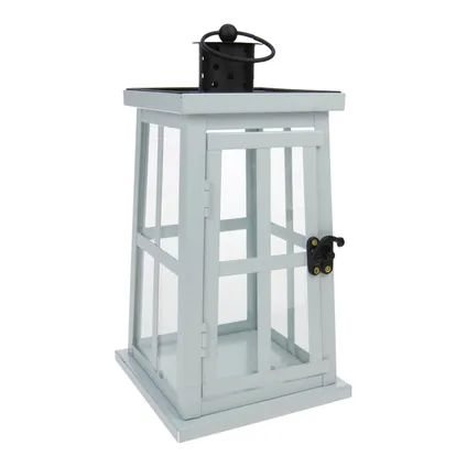 Metal candle lantern 27cm white with black roof