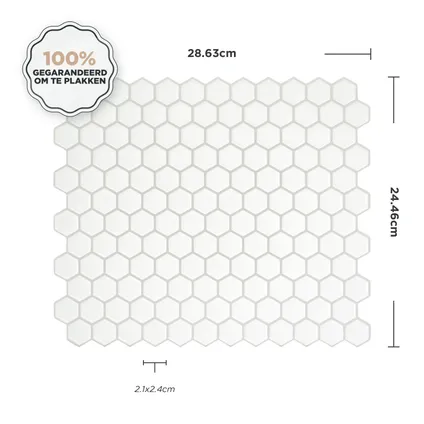 Smart Tiles zelfklevende spatwanden Hexago Wit- 28.63x24.46cm 4