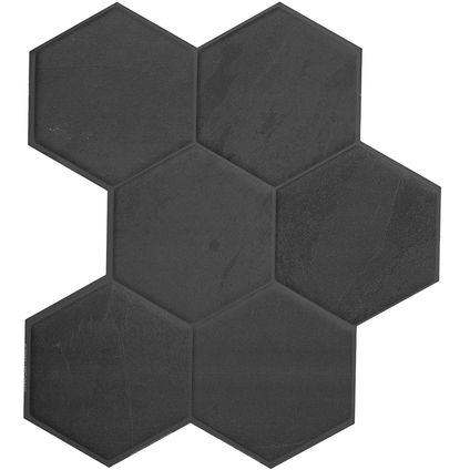 Smart Tiles 4 crédences adhésives Hexa Walton Noir, Gris 24.28x26.95cm