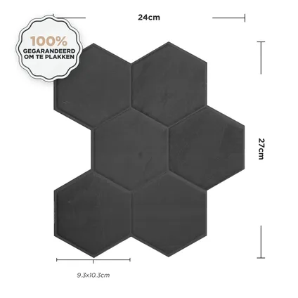 Smart Tiles 4 crédences adhésives Hexa Walton Noir, Gris 24.28x26.95cm 5