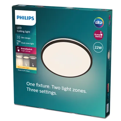 Philips plafondlamp Ozziet zwart ⌀40cm 22W 3
