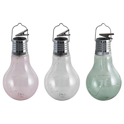 Lanterne suspendue solaire Luxform Glass Bulb transparent, violet ou vert