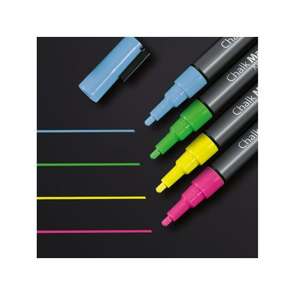 Sigel krijtmarker 1-2mm afwasbaar roze/groen/geel/blauw