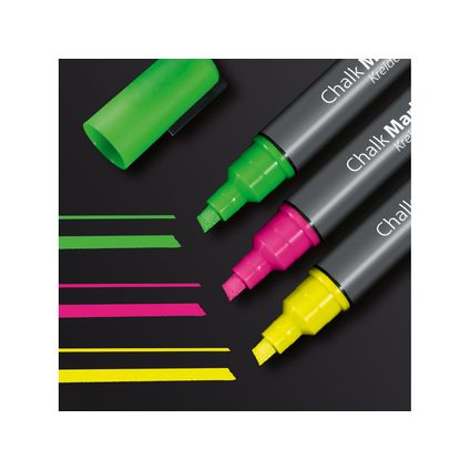 Sigel krijtmarker beitelpunt 1-5mm roze/groen/geel