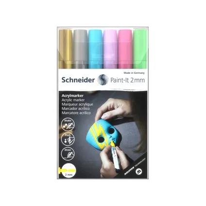 Marqueur acrylique Schneider Paint-it 310 2mm pochette de 6 couleurs