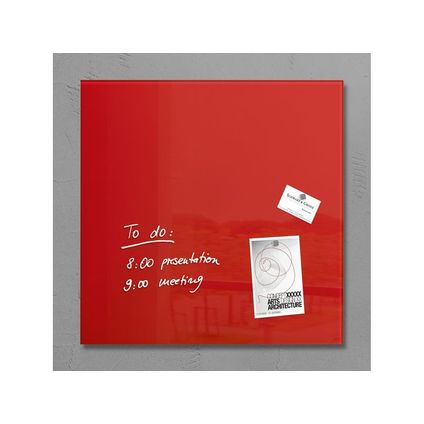 Sigel glasmagneetbord Artverum 480x480x15mm rood met 3 magneten