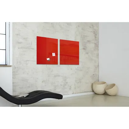 Sigel glasmagneetbord Artverum 480x480x15mm rood met 3 magneten  7