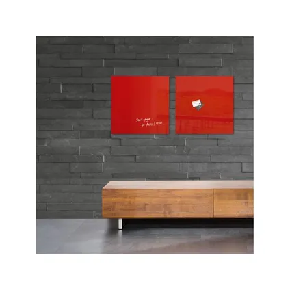 Sigel glasmagneetbord Artverum 480x480x15mm rood met 3 magneten  8