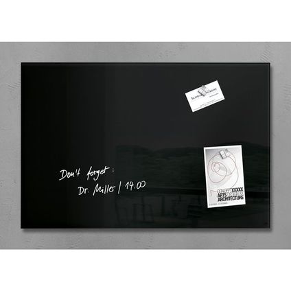 Sigel glasmagneetbord Artverum 600x400x15mm zwart met 3 magneten