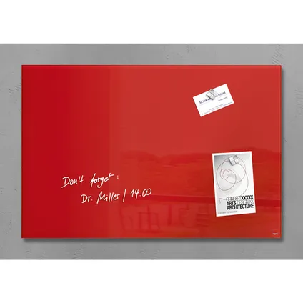 Sigel glasmagneetbord Artverum 600x400x15mm rood met 3 magneten  10