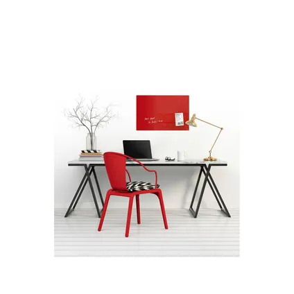 Sigel glasmagneetbord Artverum 600x400x15mm rood met 3 magneten  2