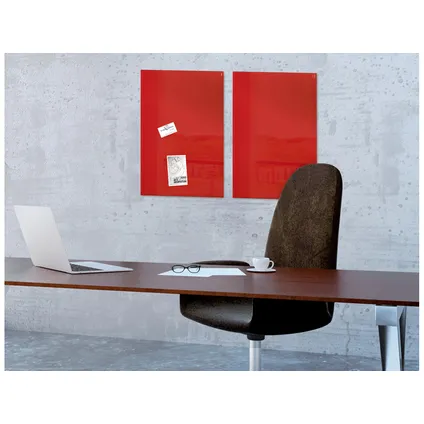 Sigel glasmagneetbord Artverum 600x400x15mm rood met 3 magneten  3