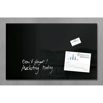 Sigel glasmagneetbord Artverum 780x480x15mm zwart met 3 magneten