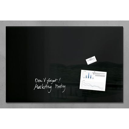 Sigel glasmagneetbord Artverum 1000x650x15mm zwart met 3 magneten