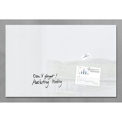 Sigel glasmagneetbord Artverum 1000x650x15mm super wit met 3 magneten