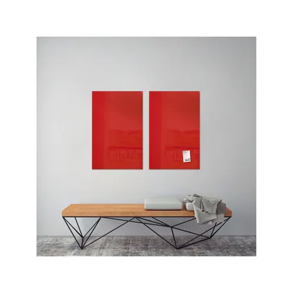 Sigel glasmagneetbord Artverum 1000x650x15mm rood met 3 magneten  3