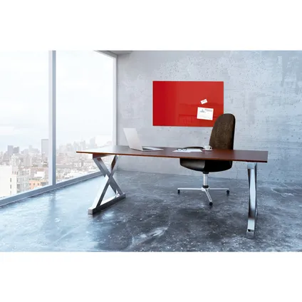 Sigel glasmagneetbord Artverum 1000x650x15mm rood met 3 magneten  4