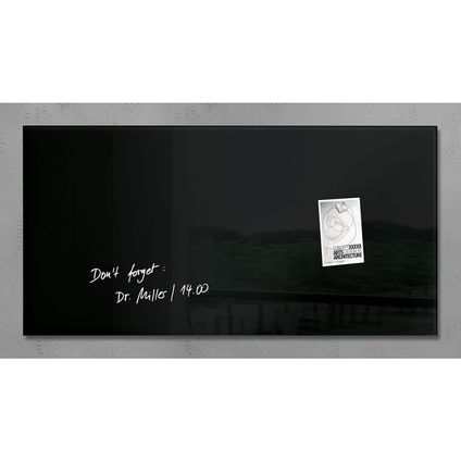Sigel glasmagneetbord Artverum 910x460x15mm zwart met 3 magneten