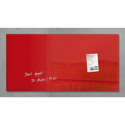 Sigel glasmagneetbord Artverum 910x460x15mm rood met 3 magneten