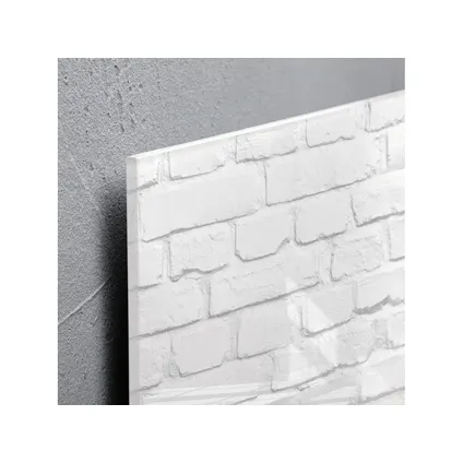 Tableau magnétique en verre Sigel Artverum 480x480x15mm blanc design briques avec 3 aimants 2
