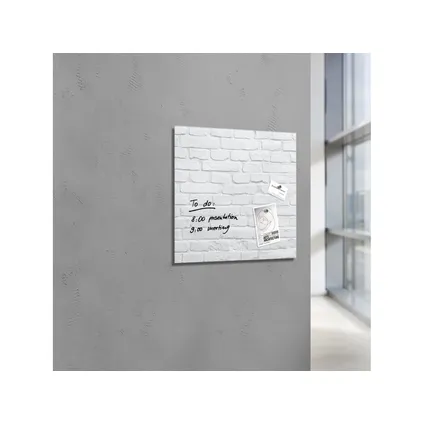 Sigel glasmagneetbord Artverum 480x480x15mm wit klinker design met 3 magneten  5