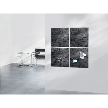 Sigel glasmagneetbord Artverum 480x480x15mm leisteen design met 3 magneten  4