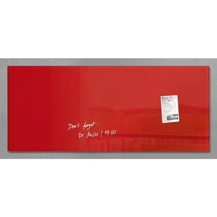 Sigel glasmagneetbord Artverum 1300x550x15mm rood met 2 magneten