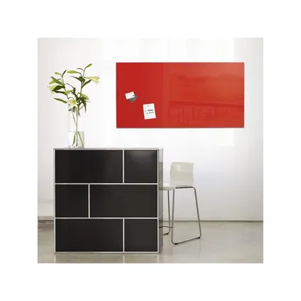 Sigel glasmagneetbord Artverum 1300x550x15mm rood met 2 magneten  3