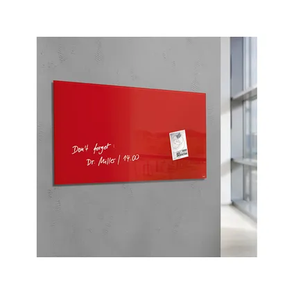 Sigel glasmagneetbord Artverum 1300x550x15mm rood met 2 magneten  5