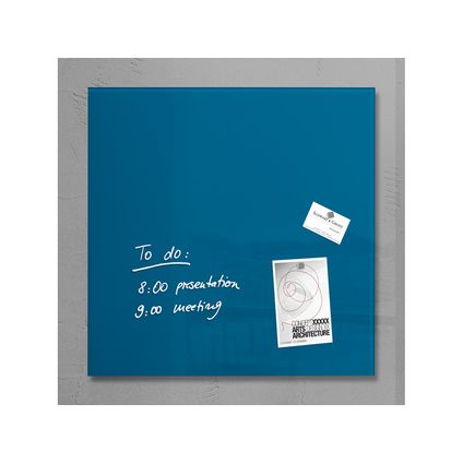 Sigel glasmagneetbord Artverum 480x480x15mm petrol blauw met 3 magneten