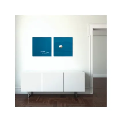 Sigel glasmagneetbord Artverum 480x480x15mm petrol blauw met 3 magneten  7
