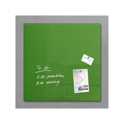 Tableau magnétique en verre Sigel Artverum 480x480x15mm vert avec 3 aimants