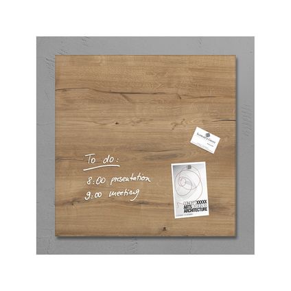 Sigel glasmagneetbord Artverum 480x480x15mm natural wood design met 3 magneten