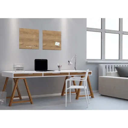 Sigel glasmagneetbord Artverum 480x480x15mm natural wood design met 3 magneten  4