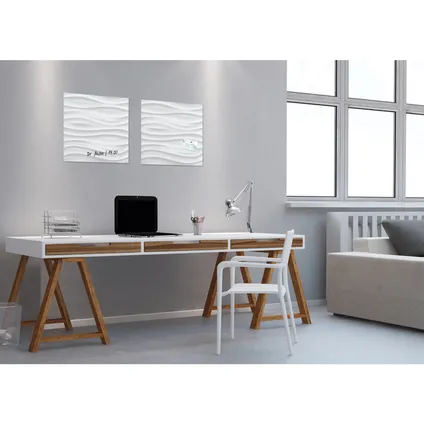 Sigel glasmagneetbord Artverum 480x480x15mm white wave design met 3 magneten  8