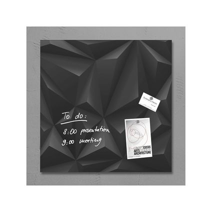Sigel glasmagneetbord Artverum 480x480x15mm black diamond design met 3 magneten